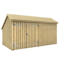 PLUS Multi-Gartenhaus 10,5 m 2 Module Doppeltür Fassade unbehandelt Holz natur