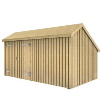PLUS Multi-Gartenhaus 10,5 m 2 Module Doppeltür Fassade unbehandelt Holz natur