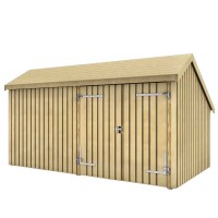 PLUS Multi-Gartenhaus 10,5 m 2 Module Doppeltür Fassade unbehandelt Holz natur