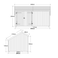 PLUS Multi-Gartenhaus 10,5 m 2 Module Doppeltür Fassade unbehandelt Holz natur