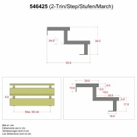 Treppenwange 2 Stufen Stahl feuerverzinkt 34 cm Höhe 28 cm Trittiefe