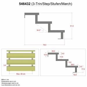 Treppenwange 3 Stufen Stahl feuerverzinkt 51 cm Höhe...