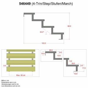 Treppenwange 4 Stufen Stahl feuerverzinkt 68 cm Höhe...