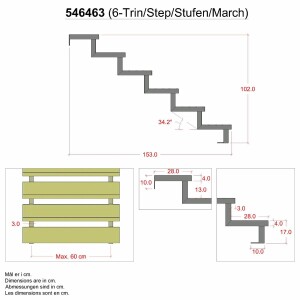 Treppenwange 6 Stufen Stahl feuerverzinkt 102 cm