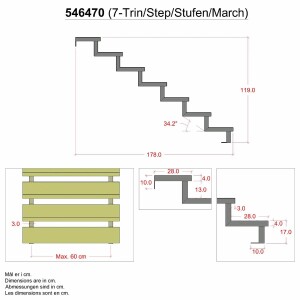 Treppenwange 7 Stufen Stahl feuerverzinkt 119 cm...