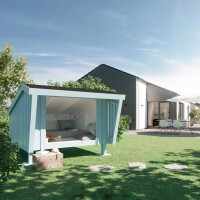 PLUS Shelter inkl. Dachpappe und Aluleisten unbehandeltes Holz 179x68x183 cm Garten Überdachung Rückzugsort