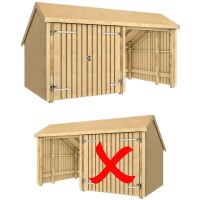PLUS Multi-Gartenhaus 10,5 m 2 Module Doppeltür offene Fassade mit Dachpappe und Aluleisten Holz natur unbehandelt
