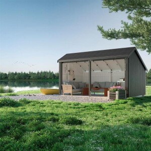 PLUS Multi-Gartenhaus 10,5 m 2 Module offen mit Dachpappe...