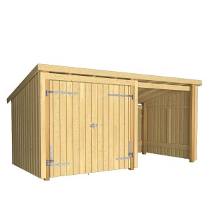PLUS Nordic Multi-Gartenhaus 9,5 m 2 Module Doppeltür offene Fassade Holz natur unbehandelt