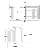PLUS Nordic Multi-Gartenhaus 9,5 m 2 Module Doppeltür offene Fassade mit Dachpappe und Aluleisten Holz natur unbehandelt