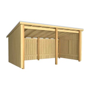 PLUS Nordic Multi-Gartenhaus 9,5 m 2 Module offen mit Dachpappe und Aluleisten Holz natur unbehandelt