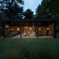 PLUS Nordic Multi-Gartenhaus 14 m 3 Module offen mit Dachpappe, Aluleisten und H-Pfostenfüßen Holz natur unbehandelt