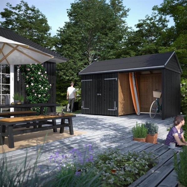 Classic Multi Gartenhaus 10 m³ 2 Module Doppeltür offene Fassade Holz natur robust