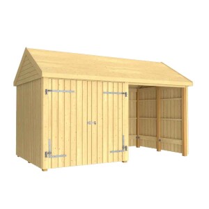 Classic Multi Gartenhaus 10 m³ 2 Module Doppeltür offene Fassade Holz natur robust