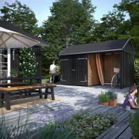 Classic Multi Gartenhaus 10 m³ 2 Module Doppeltür offene Fassade Holz natur robust
