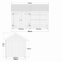 Classic Multi Gartenhaus 10 m³ 2 Module Doppeltür offene Fassade Holz natur robust
