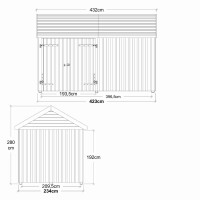 Classic Multi Gartenhaus 10 m³ 2 Module Doppeltür geschlossene Fassade Holz natur robust