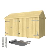 Classic Multi Gartenhaus 10 m³ 2 Module Einzeltür Doppeltür Dachpappe Aluminium Leisten Pfostenfüße