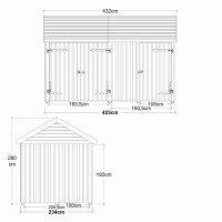 Classic Multi Gartenhaus 10 m³ 2 Module Einzeltür Doppeltür Dachpappe Aluminium Leisten Pfostenfüße