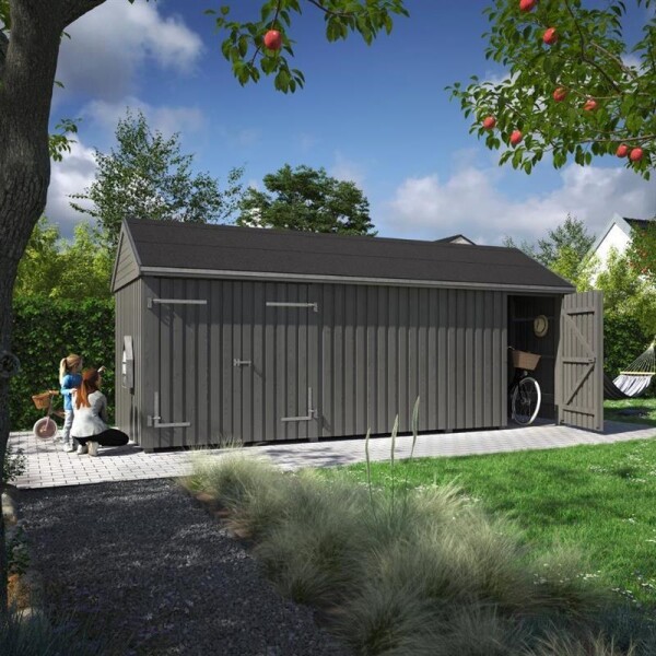 Classic Multi Gartenhaus 14,5 m³ 3 Module Einzel- und Doppeltür Dachpappe Aluleisten Pfostenfüße