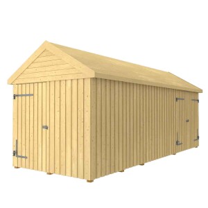 Classic Multi Gartenhaus 14,5 m³ 3 Module Einzel- und Doppeltür Dachpappe Aluleisten Pfostenfüße