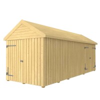 Classic Multi Gartenhaus 14,5 m³ 3 Module Einzel- und Doppeltür Dachpappe Aluleisten Pfostenfüße