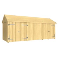Classic Multi Gartenhaus 14,5 m³ 3 Module Einzel- und Doppeltür Dachpappe Aluleisten Pfostenfüße