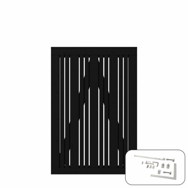 Sie wählten ein PLUS Tangent Einzeltor inkl. Beschläge 95x140 cm fungizidbehandelt farbgrundiert RAL 9005 Schwarz