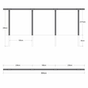 Pergola 3 Module Holz 900x260x235 cm...