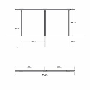 Pergola 2 Module Holz 600x260x235 cm...