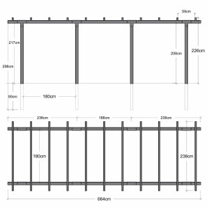 Cubic Doppelpergola 3 Module Aluminium 600x260x235 cm...