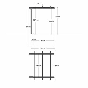 Doppelpergola Verlängerungsmodul Holz 300x260x235 cm...