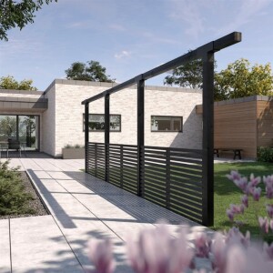 Pergola 3 Module mit Tokyo Zaun Holz 900x260x235 cm...