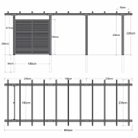 Doppelpergola 3 Module mit Tokyo Zaun Holz 600x260x235 cm Pergola Gartenüberdachung
