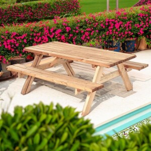 PLUS Gartenmöbel Sitzgruppe 177 cm ThermoWood klappbar