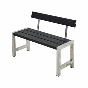PLUS Gartenbank 127cm Schwarz mit Rückenlehne...