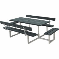 Gartenmöbel-Set Basic 260cm mit 2 Anbausätzen & Rückenlehnen, Retex grau