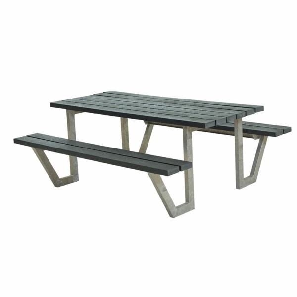 Gartensitzgruppe 177cm grau Retex – nachhaltige Tisch-Bank-Kombination für draußen
