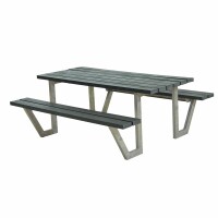 Gartensitzgruppe 177cm grau Retex – nachhaltige Tisch-Bank-Kombination für draußen