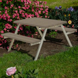 PLUS Gartenmöbel Sitzgruppe 118 cm klappbar graubraun Holz