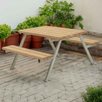PLUS Gartenmöbel Sitzgruppe 118 cm klappbar ThermoWood Holz