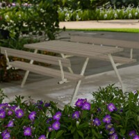 PLUS Gartenmöbel Sitzgruppe 177 cm klappbar graubraun mit 2 Rückenlehnen Holz