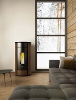 Kleining Pelletofen Globe, mokka, Stahl, 12,1 kW, WIFI-fähig