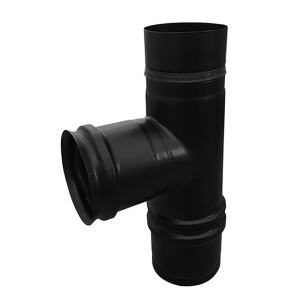Firefix T-Stück für Pelletofenrohr schwarz 80...