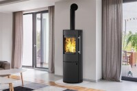 Kleining Kaminofen LUGANO 6 kW mit GRATIS Bodenplatte | Runde Eleganz mit moderner Heiztechnik