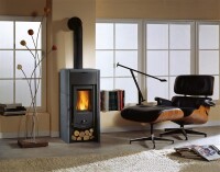 La Nordica Kaminofen ASIA BII, 6 kW mit GRATIS Bodenplatte | Vulcan Natursteinverkleidung für effizientes Heizen