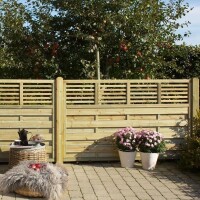 PLUS Newline Zaun - Vielseitige und elegante Holzzaunlösung in naturfarbend für Terrassen und Gärten. Kombiniert Schutz und Privatsphäre mit Lichtdurchlässigkeit und Stil. Ideal für Ferienhäuser, Schrebergärten und Terrassen.