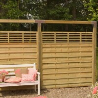 PLUS Newline Zaun - Vielseitige und elegante Holzzaunlösung in naturfarbend für Terrassen und Gärten. Kombiniert Schutz und Privatsphäre mit Lichtdurchlässigkeit und Stil. Ideal für Ferienhäuser, Schrebergärten und Terrassen.