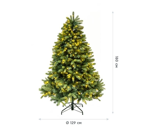 Evergreen Weihnachtsbaum Vermont Fichte – 180 cm, Inkl. 350 LEDs, Naturgetreuer Fichtenlook für leuchtende Festtage