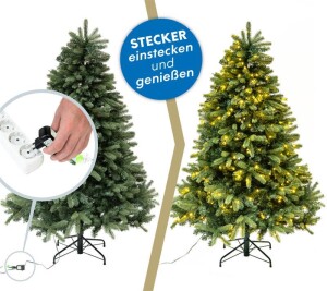 Evergreen Weihnachtsbaum Vermont Fichte – 180 cm, Inkl. 350 LEDs, Naturgetreuer Fichtenlook für leuchtende Festtage